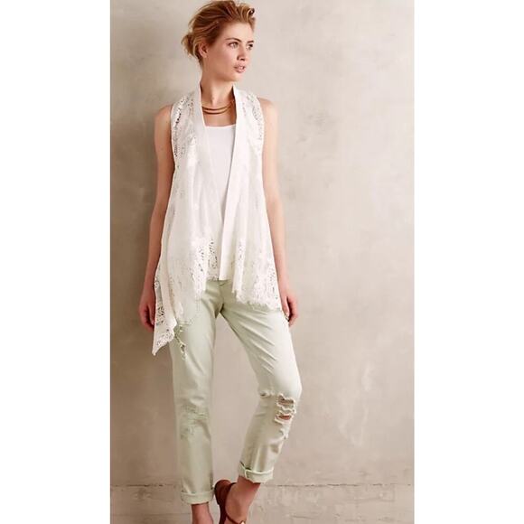 Anthropologie Meadow Rue Crochet Draped Lace Vest XS/S Cottagecore Boho Coquette - Picture 13 of 13
